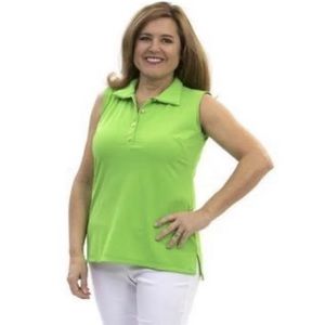 $125 NWT Katherine Way Cypress Lime Golf Polo Top UPF 50 XXS